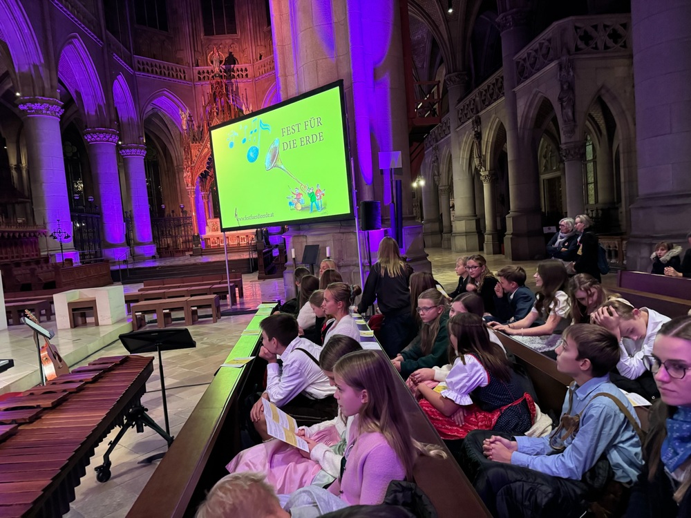 Schüler:innen der 3C-Klasse des Stiftsgymnasiums Kremsmünster im Linzer Mariendom