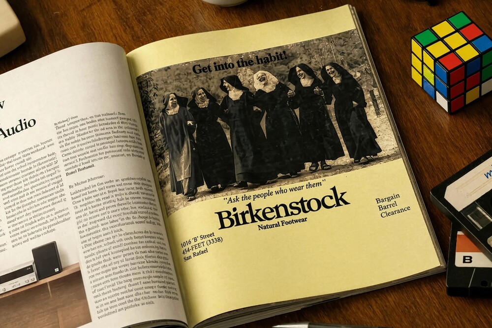 Birkenstock-Anzeige in den 1980er-Jahren