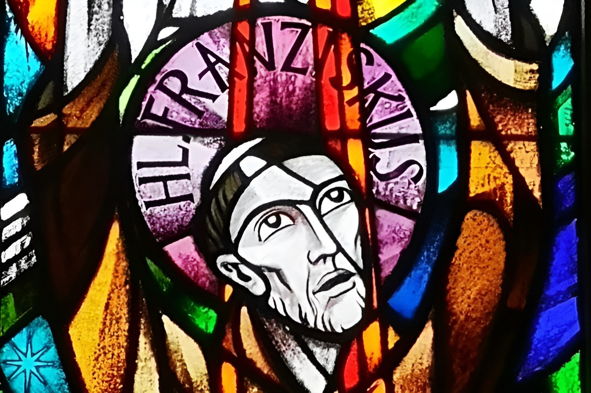 Kirchenfenster mit Bild des Hl. Franz von Assisi / Steyler Missionare Kirchenfenster mit Bild des Hl. Franz von Assisi