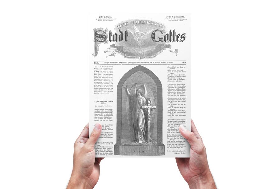 Das Titelblatt der ersten Ausgabe von „Die heilige Stadt Gottes“ aus dem Jahr 1878.