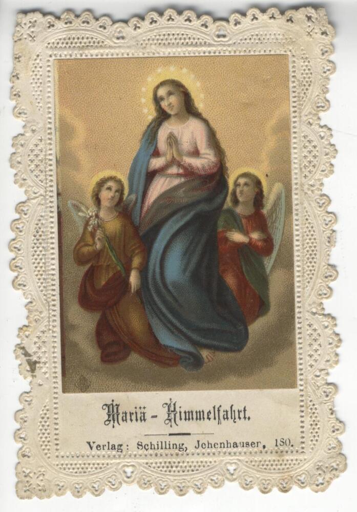 Maria Himmelfahrt, Stanzspitzenbildchen (Verlag Schilling/Pustet Verlag), 19. Jahrhundert, Inv.Nr. H 3955. 