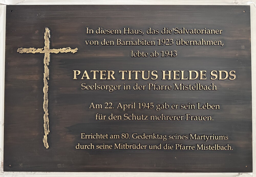 Gedenktafel für P. Jakob Gapp SM / Martin Kolozs Gedenktafel für P. Jakob Gapp SM
