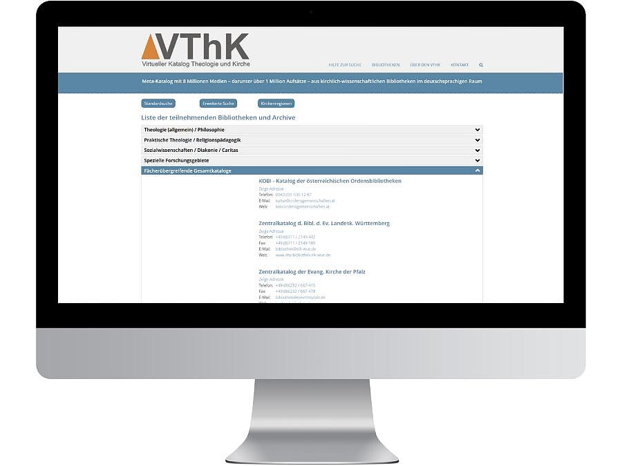 Seit dem Ende des Jahres 2025 ist der „Katalog der Ordensbibliotheken” (KOBi) in den Virtuellen Katalog Theologie und Kirche (VThK) eingebunden.
