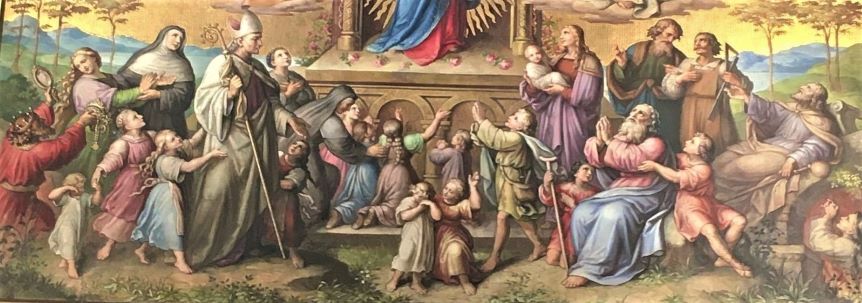 Detail Wandmalerei der Kirche von Josef Kastner