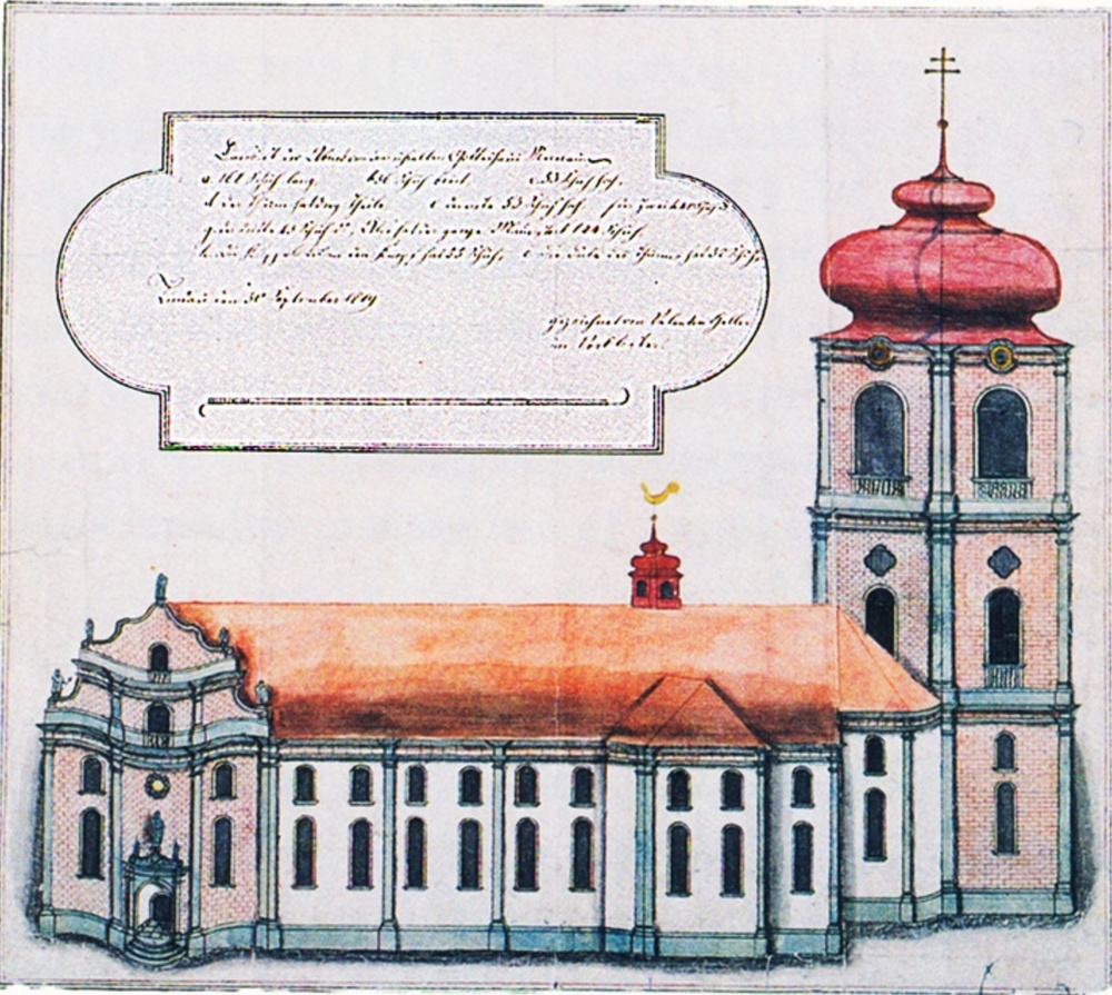 Abb. 6: Die aus der Erinnerung 1819 von Valentin Geller stammende barocke Abteikirche von Mehrerau. © Pius Bieri