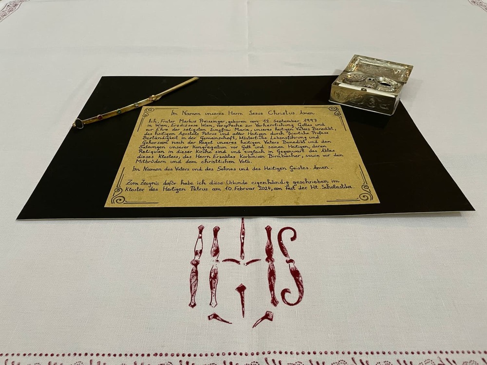 Die unterzeichnete Professurkunde / Erzabtei St. Peter Die unterzeichnete Professurkunde