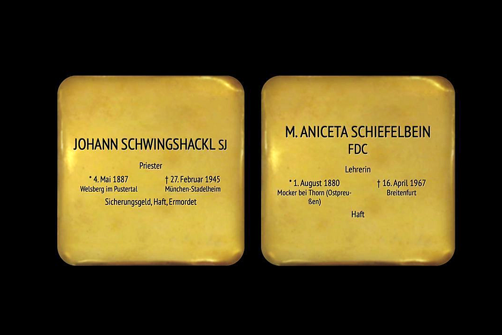 Gedenksteine für P. Schwingshackl und Sr. Schiefelbein