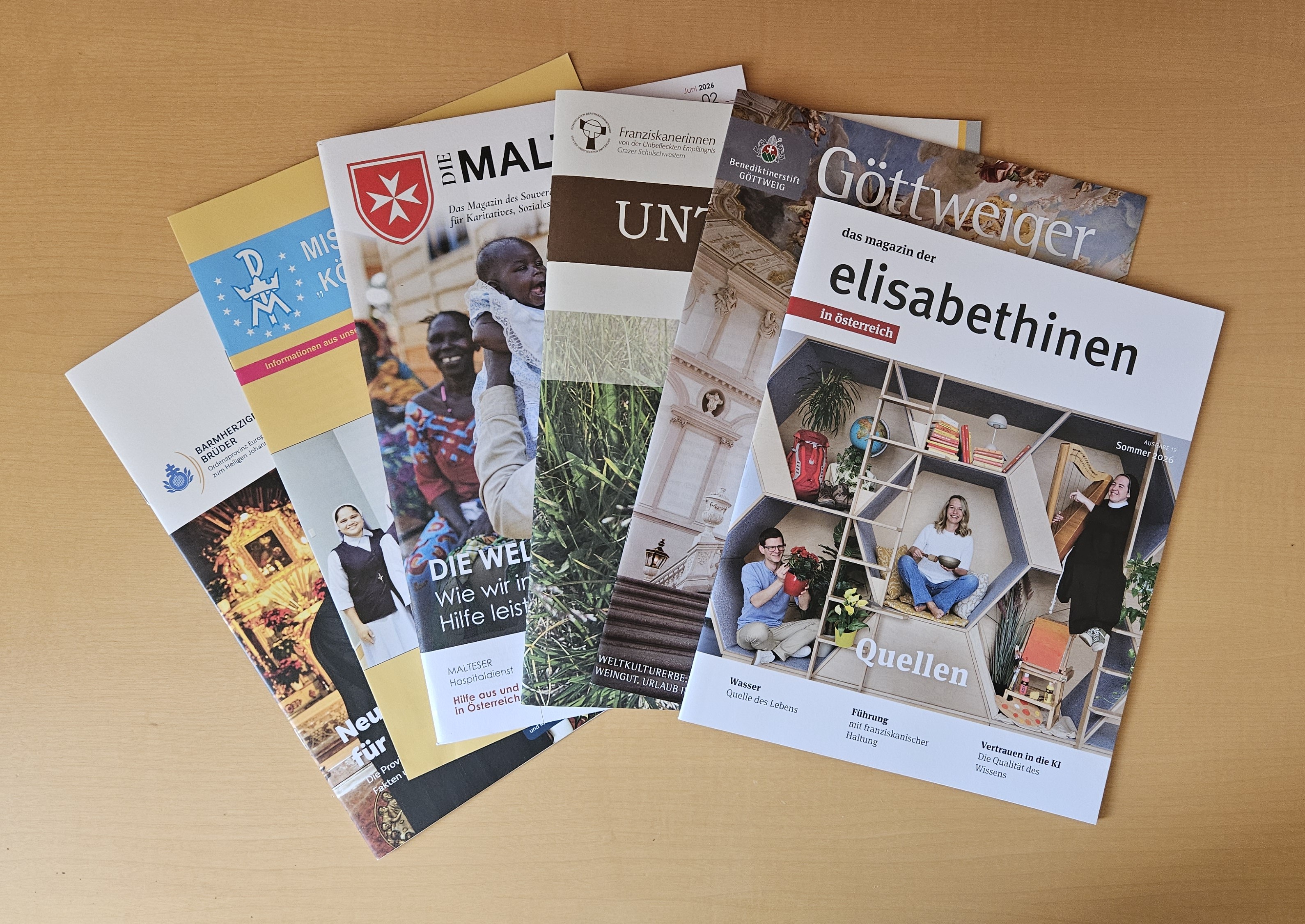 Aktuelle Zeitschriftenhefte aus Frauen- und Männerorden werden im Zeitschriftenarchiv der Orden gesammelt und archiviert (in Auswahl). 