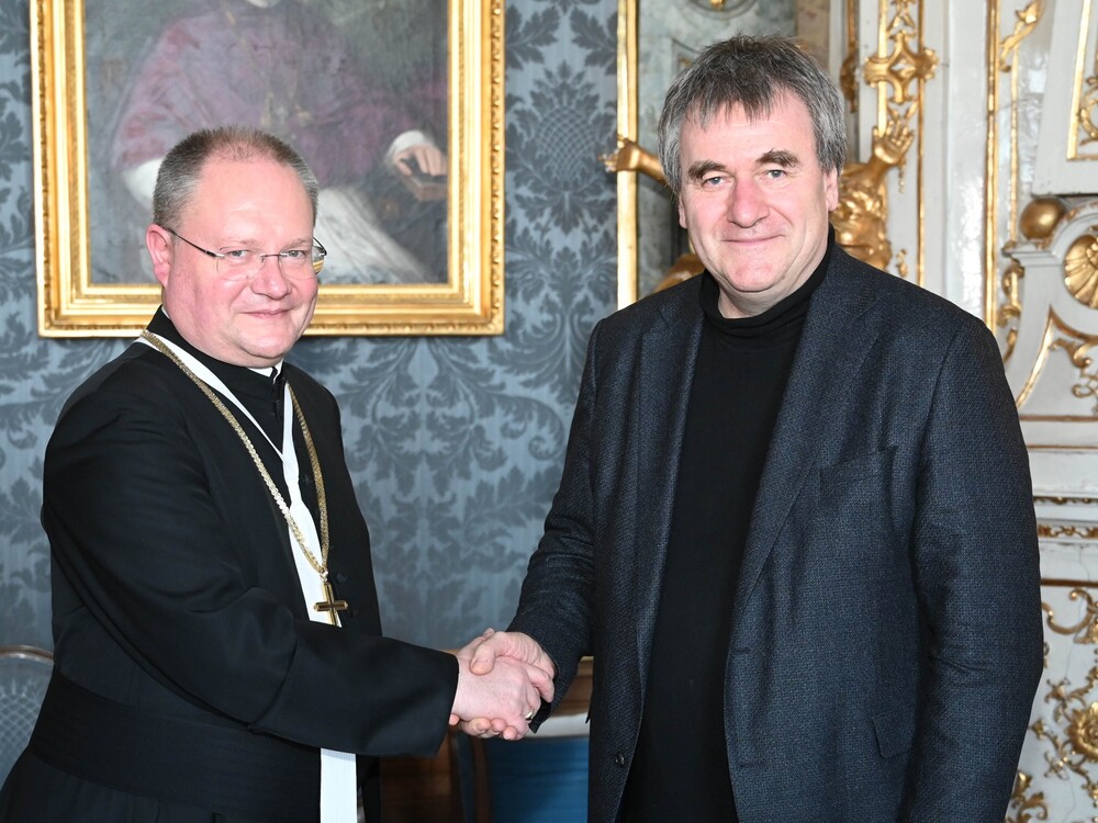 Propst Anton Höslinger und Gottfried Mernyi / W. Hanzmann Propst Anton Höslinger und Gottfried Mernyi