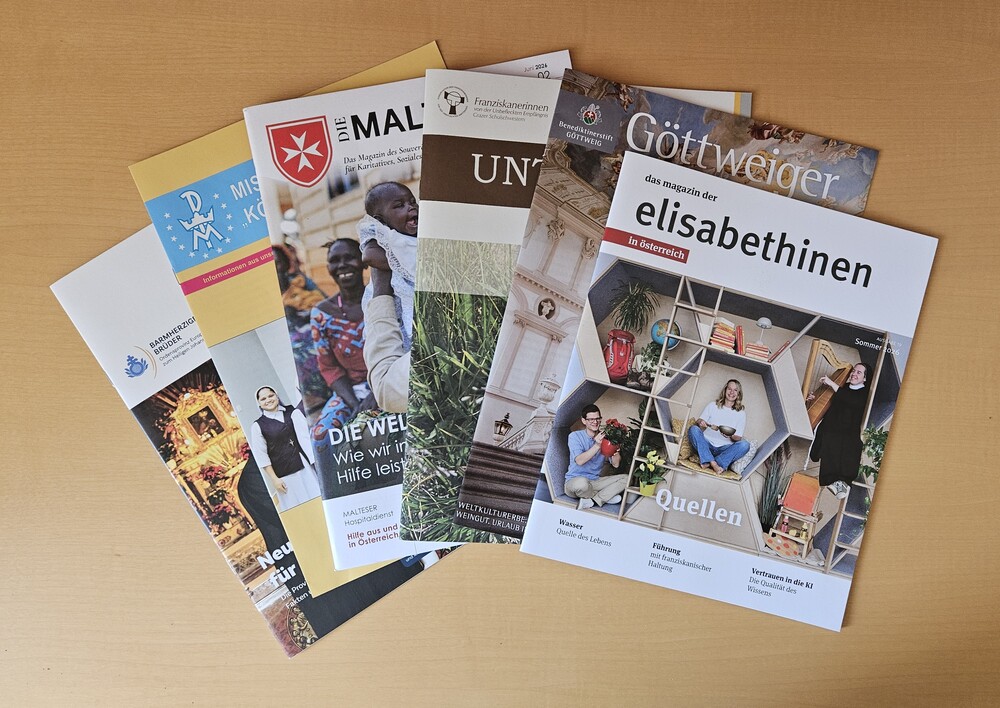 Aktuelle Zeitschriftenhefte aus Frauen- und Männerorden werden im Zeitschriftenarchiv der Orden gesammelt und archiviert (in Auswahl). / Irene Kubiska-Scharl Aktuelle Zeitschriftenhefte aus Frauen- und Männerorden werden im Zeitschriftenarchiv der Orden gesammelt und archiviert (in Auswahl).