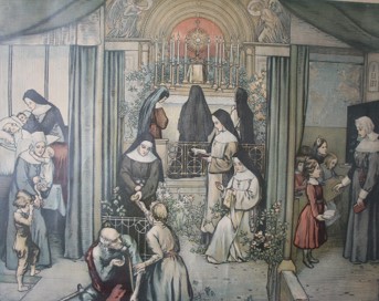 Altes Schulbild über das Ordensleben