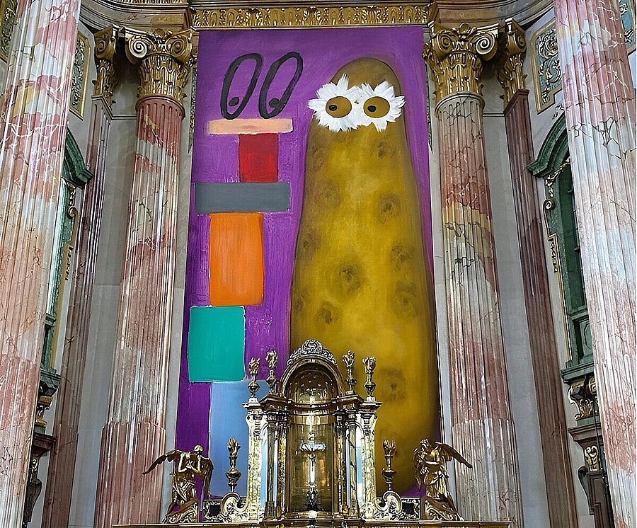 Das Fastentuch in der Wiener Jesuitenkirche stammt 2026 von Ronald Kodritsch.