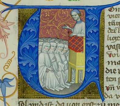  Nikolaus von Dinkelsbühl predigt vor Chorfrauen, Handschrift aus dem 15. Jahrhundert (CCl. 48, fol. 1r)