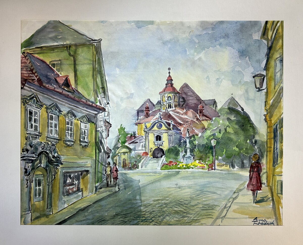 Sr. Anna Tschadesch, Kalvarienbergkirche Eisenstadt, Aquarell auf Papier, © Karina Steiner